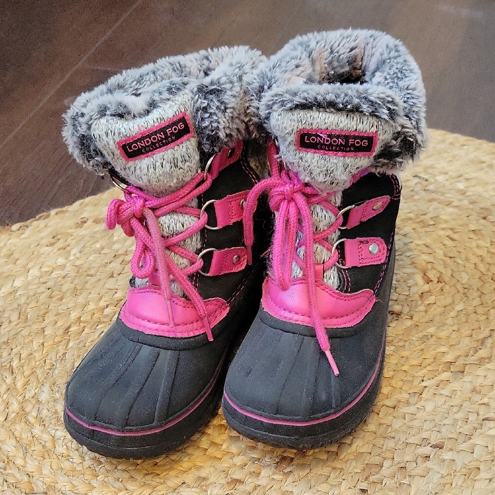 London Fog Pink and Gray Kids Boots